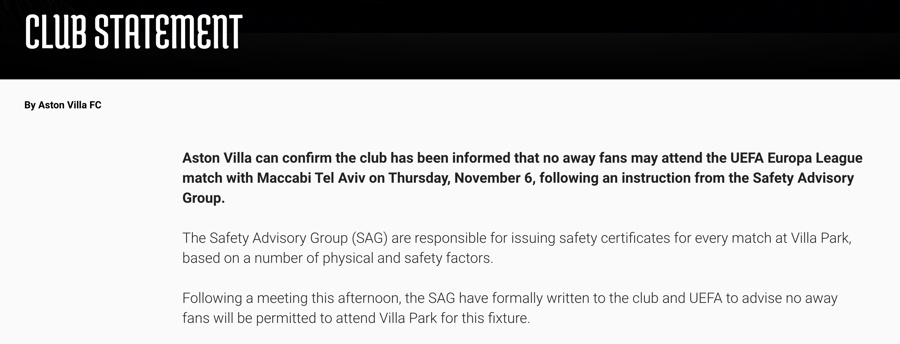 已将本场对, 斯顿维拉俱, 当前情报及